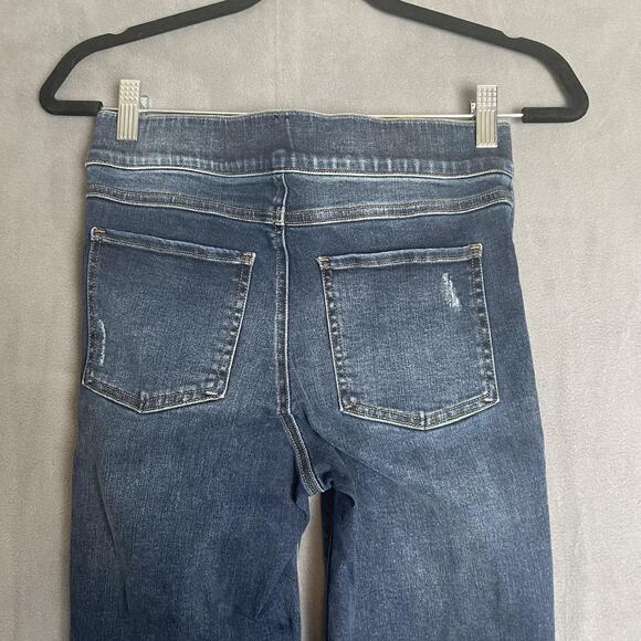 Spanx Jeans Womens Small Blue Distressed Skinny Stretch Pull On Denim Casual - Picture 4 of 12